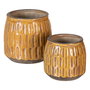 Macetero Mostaza Cerámica Decoración 14 X 14 X 13 cm (Set de 2)