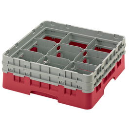 CAMBRO - 9S638-119 - Cesta de lavado 9 comp. 3 alturas - 14,8 cm Ø máx. - alt. máx. 17,6 cm - 50 x 50 x 22,5 cm - Verde sherwood