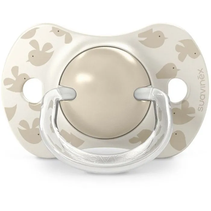 Suavinex SUA8426420904292 Birdies Juego de 2 Chupetes Simétricos SX Pro para 6 a 18 Meses - Beige