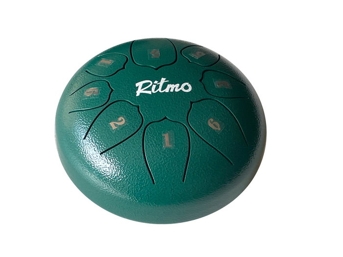Ritmo Mini Tongue Drum Lotus Display 8 Notas Verde 6”