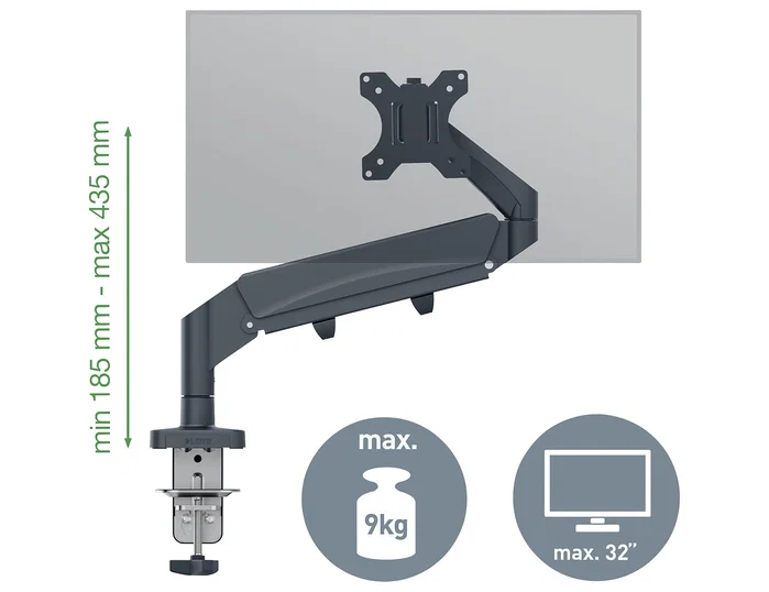 Leitz Brazo para monitor Ergo Space Saving Gris oscuro