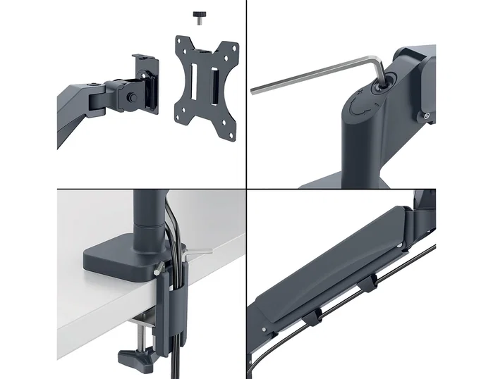 Leitz Brazo para monitor Ergo Space Saving Gris oscuro