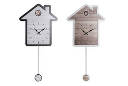 DKD Home Decor Reloj de Pared Scandi Natural Blanco 5 x 56 x 32 cm (2 Unidades)