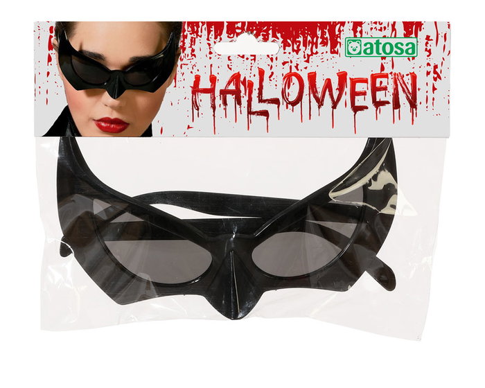 Halloween Gafas Vampiro Negras para Disfraz, Diseño Afilado Tipo Murciélago para Fiestas de Terror, Vampiresa, Bruja o Personajes Oscuros