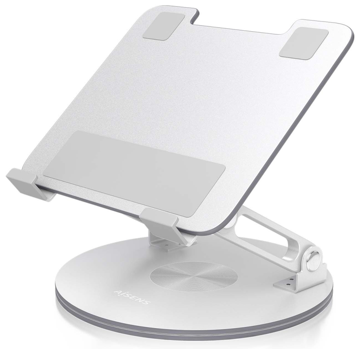 Aisens Soporte de Sobremesa Giratorio Ajustable para Portátil o Tablet 7-13 Pulgadas, Plata