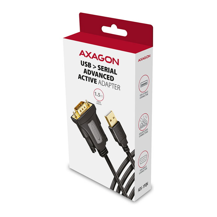 Axagon ADS-1PQN Cable adaptador RS-232 COM-Port a USB 2.0 con chip FT232RL Axagon ADS-1PQN Cable adaptador RS-232 COM-Port a USB 2.0 con chip FT232RL