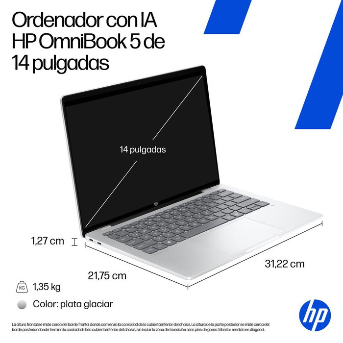 HP OmniBook 5 14-he0001nsx, Snapdragon® X, 16 GB RAM, 512 GB SSD, 14 pulg. HP OmniBook 5 14-he0001nsx, Snapdragon® X, 16 GB RAM, 512 GB SSD, 14 pulg.