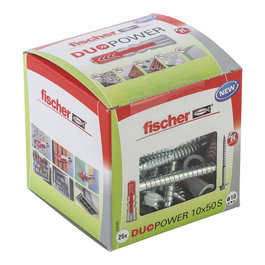 Fischer DuoPower 10x50 S con tornillos, 25 piezas, 10 x 50 mm