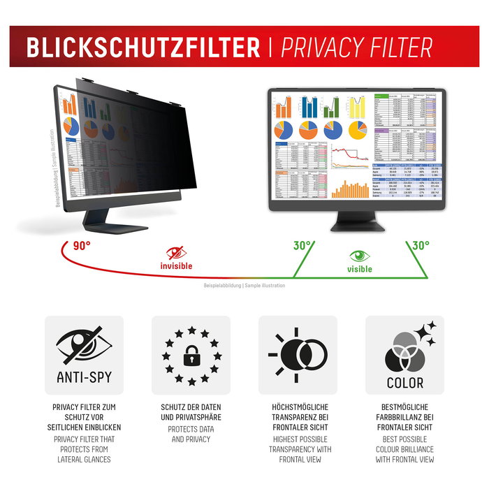 Displex 02087 Filtro de Privacidad Magnético para Monitor 24" 16:10, Antirreflectante y Anti-Luz Azul, Negro