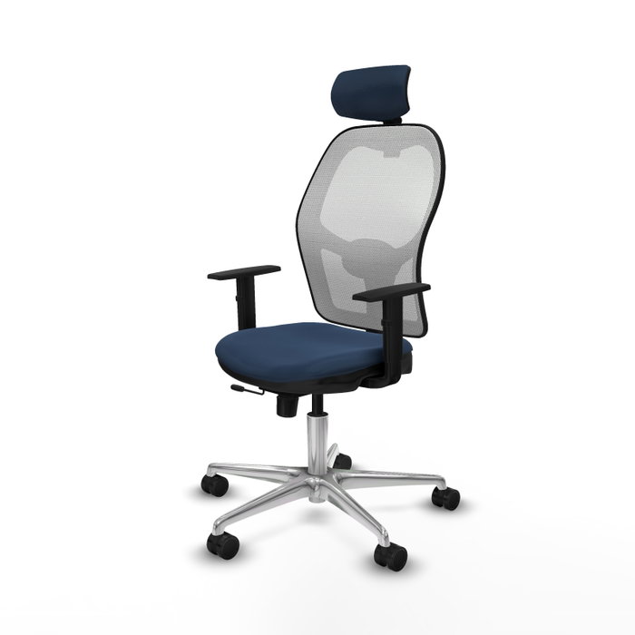 PIQUERAS Y CRESPO Silla de oficina Jorquera con mecanismo Sincro/Traslack, Azul marino y Blanco