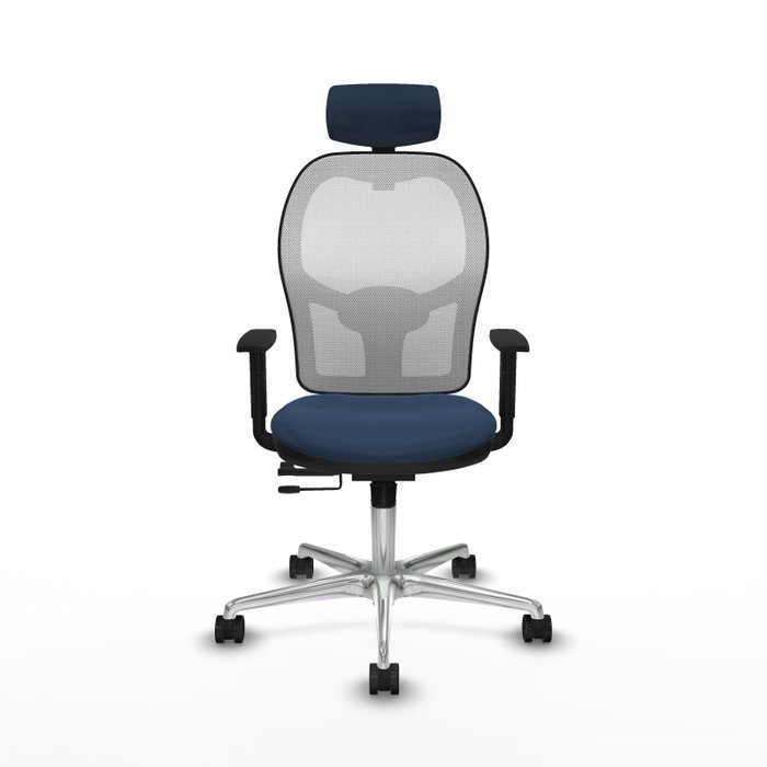 PIQUERAS Y CRESPO Silla de oficina Jorquera con mecanismo Sincro/Traslack, Azul marino y Blanco