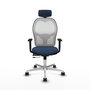 PIQUERAS Y CRESPO Silla de oficina Jorquera con mecanismo Sincro/Traslack, Azul marino y Blanco