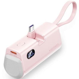 Vention FHQP0 Powerbank 4800mAh 22.5W Rosa con Cables Integrados Carga Rápida