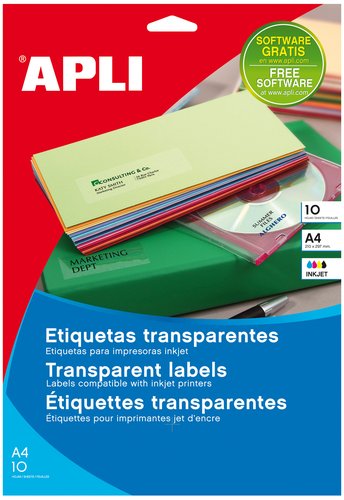 APLI Etiquetas de Poliéster Translúcido Mate A4 APLI Etiquetas de Poliéster Translúcido Mate A4
