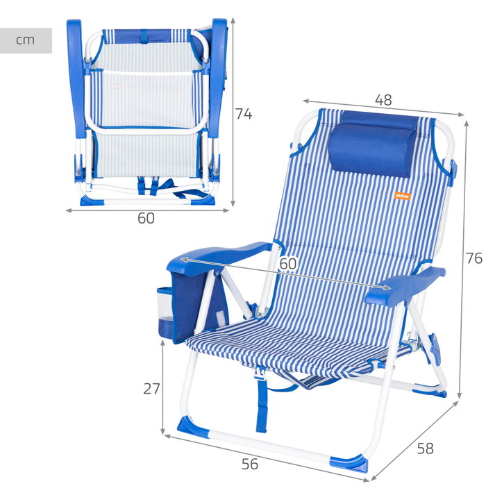 AKTIVE Silla de playa plegable 48x58x76cm