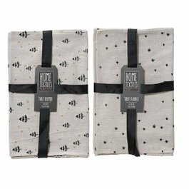 Decoris Set de 2 Caminos de Mesa con Estampados en Negro, 32 x 150 cm