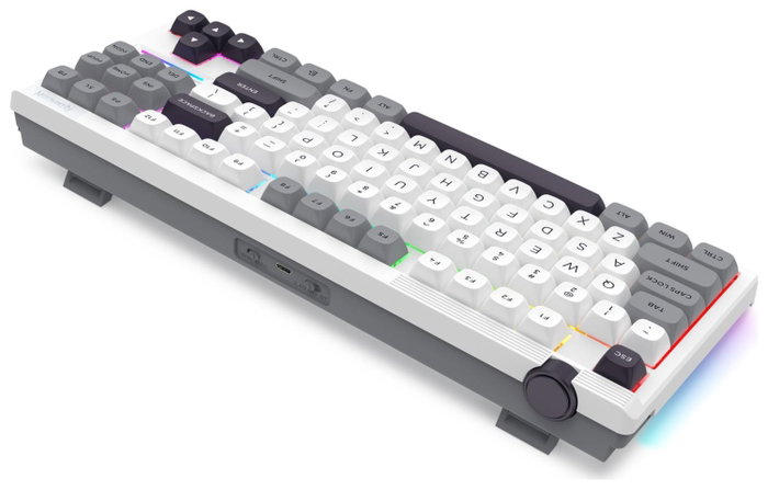 Redragon K607 APS PRO Teclado Gamer Inalámbrico de Perfil Bajo RGB White-Grey