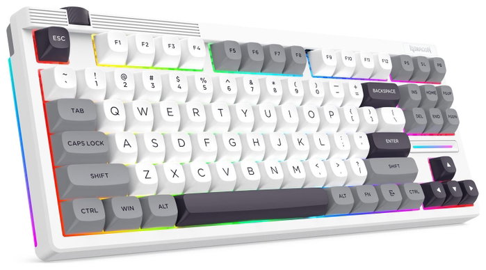 Redragon K607 APS PRO Teclado Gamer Inalámbrico de Perfil Bajo RGB White-Grey