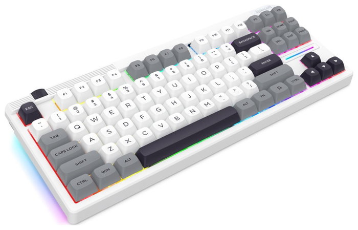 Redragon K607 APS PRO Teclado Gamer Inalámbrico de Perfil Bajo RGB White-Grey