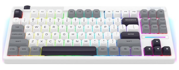 Redragon K607 APS PRO Teclado Gamer Inalámbrico de Perfil Bajo RGB White-Grey