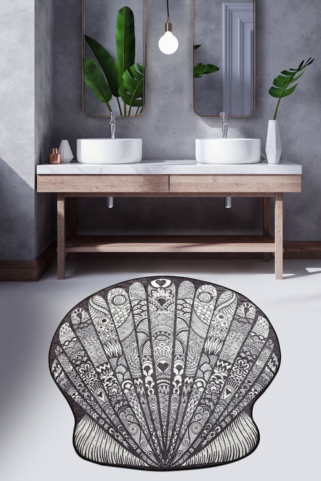 Mijölnir Alfombrilla de Baño 100 cm Blanco y Negro Antideslizante Antialérgica 100% Poliéster