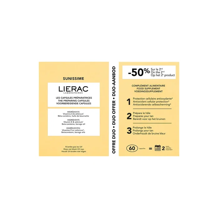 Lierac Set Duo Sunissime Enhance & Prolong Tan, 60 cápsulas Lierac Set Duo Sunissime Enhance & Prolong Tan, 60 cápsulas