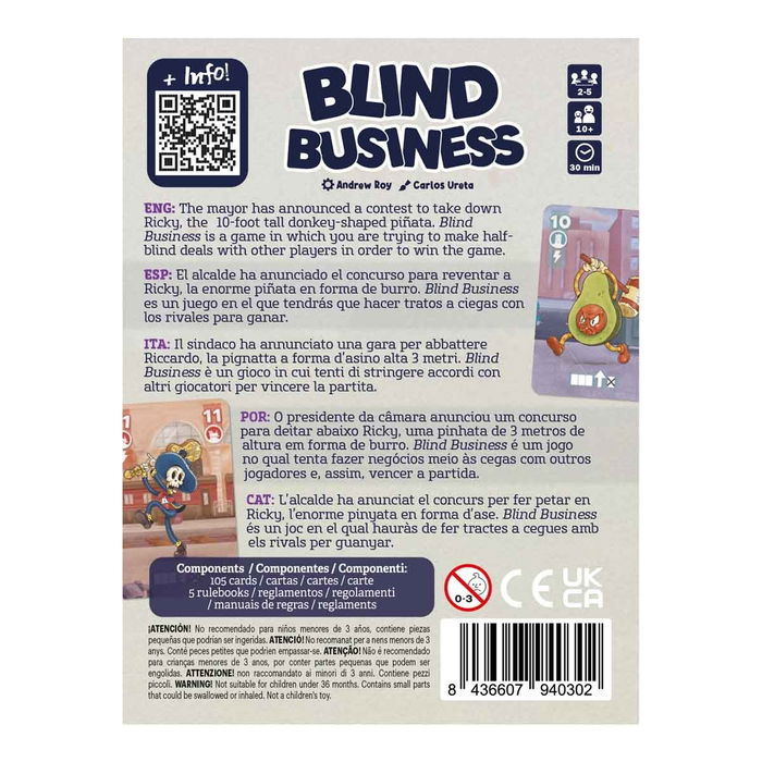 Devir Blind Business - Juego de Cartas de Tratos a Ciegas para 2-5 Jugadores, 30 Minutos, Edad 10+, en Español