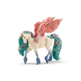Schleich - Figura Bayala Pegaso con Flores, Animal Mágico con Potro Unicornio - 70590