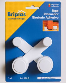 BRIPLAS Tope de Puerta Adhesivo Retenedor Giratorio Blanco 2 Unidades