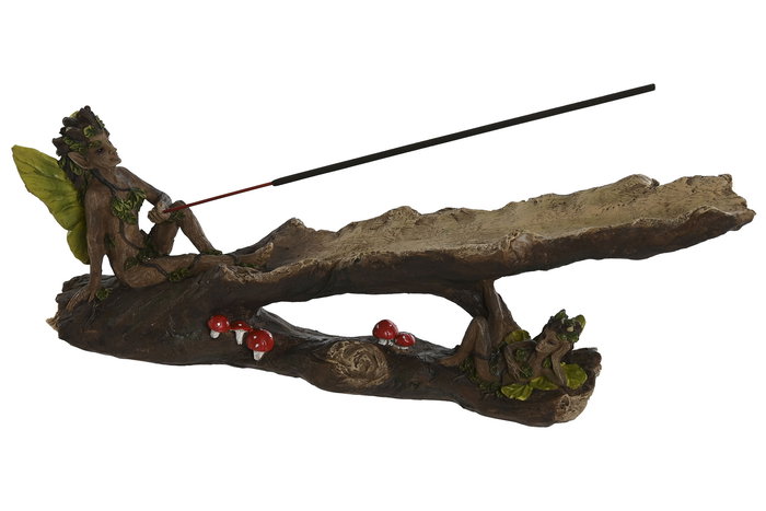 DKD Home Decor Soporte Incienso India Ninfa Resina Marron 6 x 11 x 32 cm (2 Unidades)