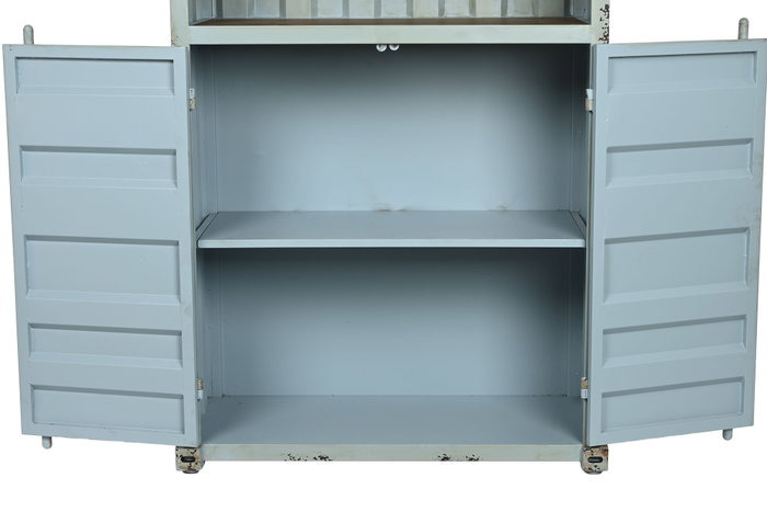 DKD Home Decor Estantería Vintage Contenedor Azul Celeste 44 x 168.5 x 87 cm Metal y MDF con 2 Puertas DKD Home Decor Estantería Vintage Contenedor Azul Celeste 44 x 168.5 x 87 cm Metal y MDF con 2 Puertas
