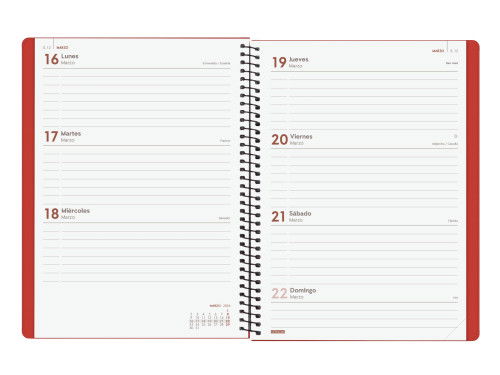 Finocam Agenda Espiral E10-155x212 mm Svh Tapa Dura Rojo 2026