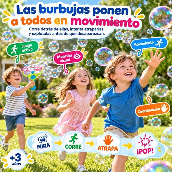 JugaToys Lanzador de pompas mágicas gigantes con líquido