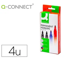 Q-connect Estuche de 4 Rotuladores Permanentes Surtidos Punta Redonda 3 mm