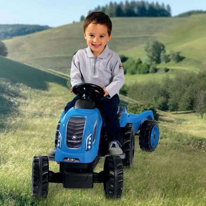 Smoby Tractor a pedales Farmer XL con remolque azul 142x44x54 cm