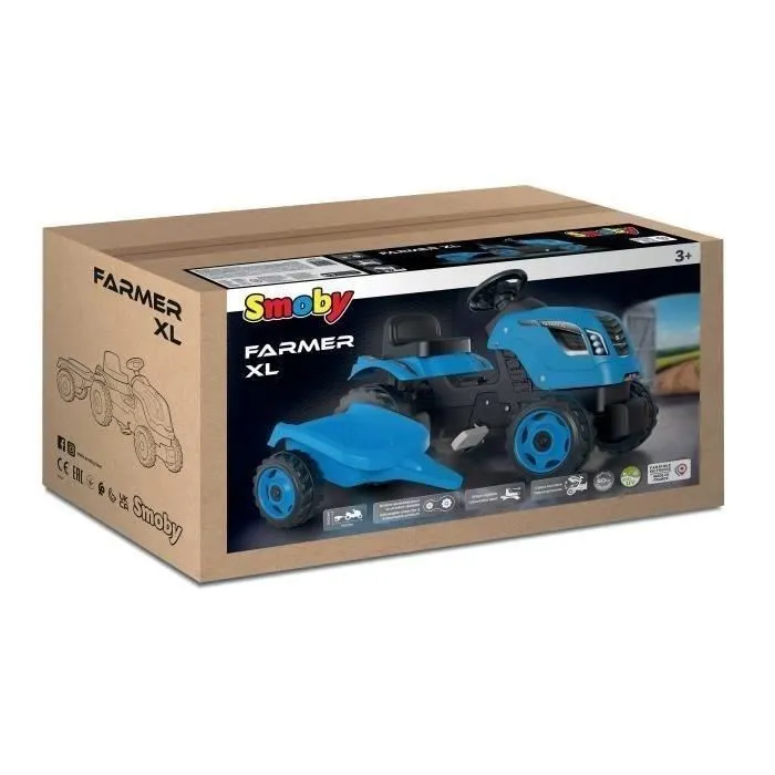 Smoby Tractor a pedales Farmer XL con remolque azul 142x44x54 cm