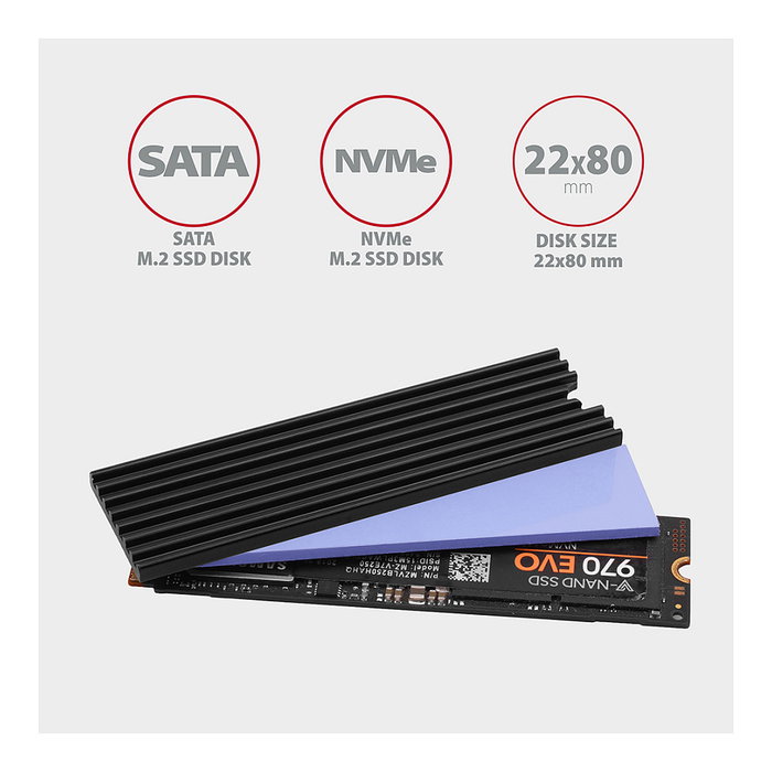 Axagon CLR-M2L3 Disipador de aluminio para M.2 SSD 2280 Axagon CLR-M2L3 Disipador de aluminio para M.2 SSD 2280