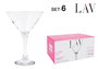 LAV Set de 6 Copas de Cóctel Misket, 175 cc/6 oz, Cristal - Dimensiones: 33 cm largo x 22.3 cm ancho x 15.7 cm alto (4 Cajas)