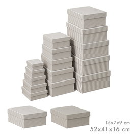 Caison Set de 15 Cajas de Almacenamiento Encajables con Tapa, Diseño Vichy/Rayas