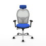 PIQUERAS Y CRESPO Silla de oficina Jorquera con mecanismo Sincro/Traslack, Azul y Blanco