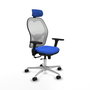 PIQUERAS Y CRESPO Silla de oficina Jorquera con mecanismo Sincro/Traslack, Azul y Blanco
