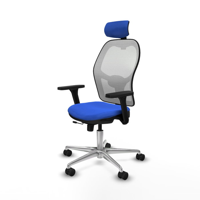 PIQUERAS Y CRESPO Silla de oficina Jorquera con mecanismo Sincro/Traslack, Azul y Blanco