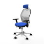 PIQUERAS Y CRESPO Silla de oficina Jorquera con mecanismo Sincro/Traslack, Azul y Blanco