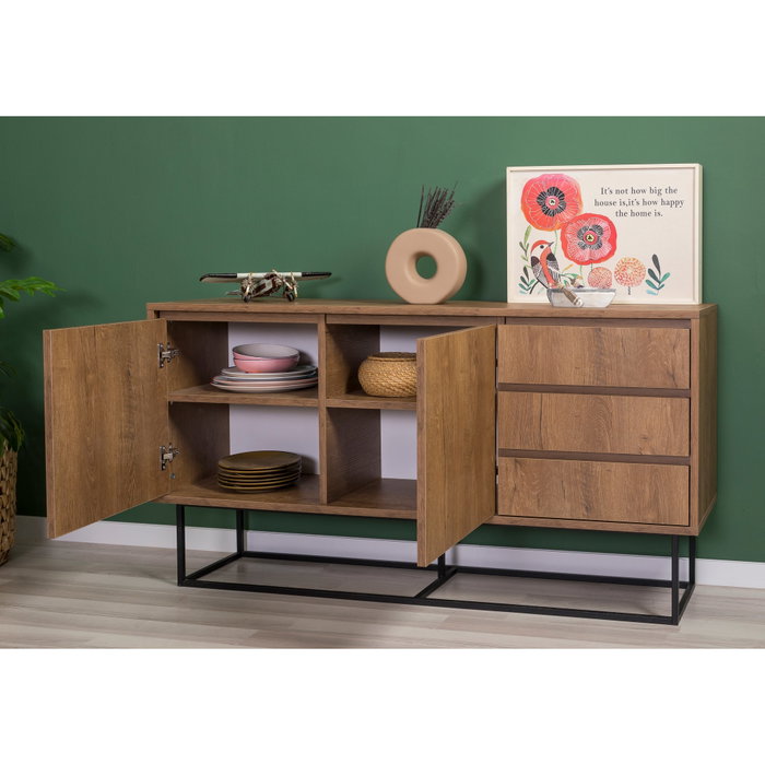 Hanah Home Laxus Takım 9 Juego de Muebles para Sala Nogal y Negro 90x39x40 cm