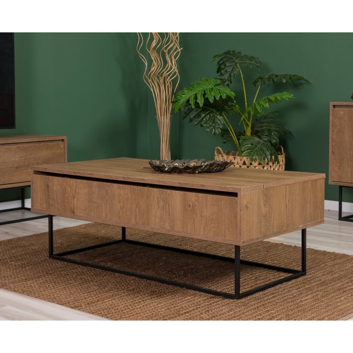 Hanah Home Laxus Takım 9 Juego de Muebles para Sala Nogal y Negro 90x39x40 cm