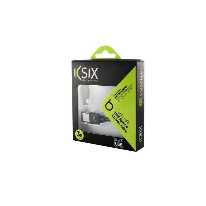 Cable USB a micro USB KSIX B1740CU03 Negro 3 m