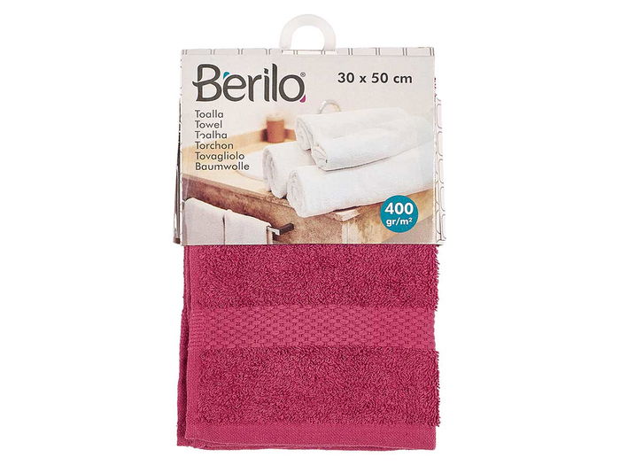 Berilo Toalla Lisa 30x50 cm Color Granate - 80% Algodón, 20% Poliéster (Set de 36)