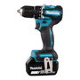 Makita DDF487RFE3 Destornillador Eléctrico Atornillador Percutor a Batería 18V, Portabrocas 1/2", 1700 RPM, Par Máx. 40 Nm, Incluye Batería y Cargador, Color Negro/Azul/Acero