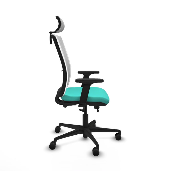 PIQUERAS Y CRESPO Silla de oficina Haches con mecanismo Sincro/Traslack, Turquesa y Blanco