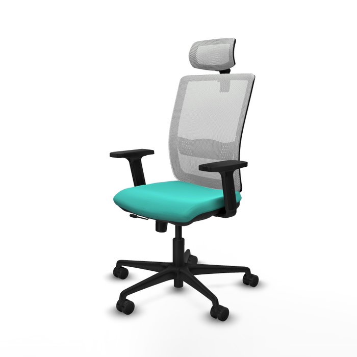 PIQUERAS Y CRESPO Silla de oficina Haches con mecanismo Sincro/Traslack, Turquesa y Blanco